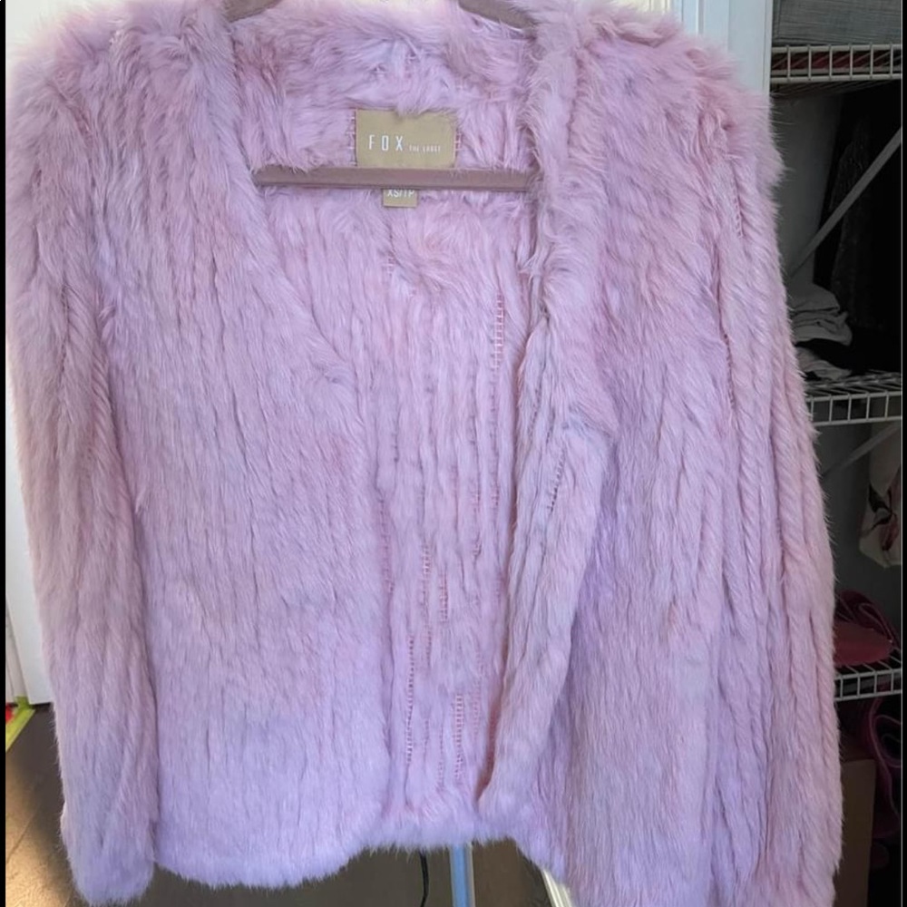 FOX the label pink rabbit fur jacket - perfect condition 10/10